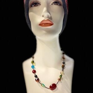 Lia Sophia Multicolored Asymmetrical Bead Necklace